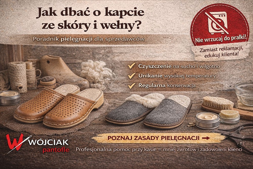 Jak wyczyścić skórzane kapcie i prać modele z wełny owczej? Instrukcja pielęgnacji i gotowe argumenty dla Twojego sklepu